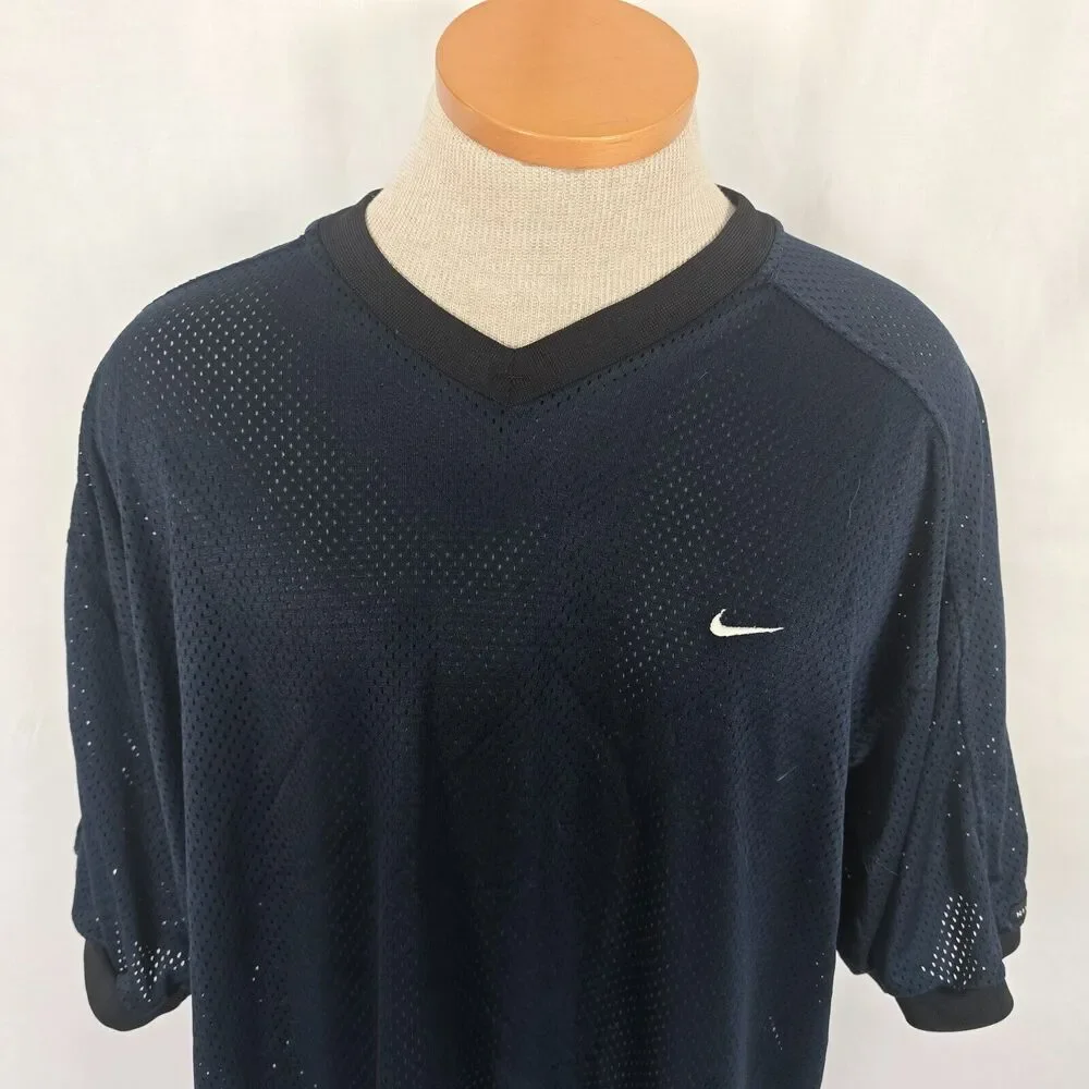 Nike Practice Jersey Men's L / XL Blue Mesh Overlay Short Sleeve Nike-Fit